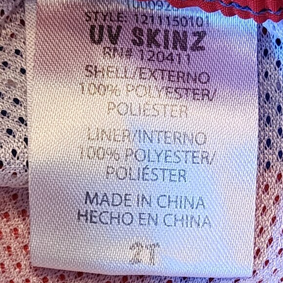 UV Skinz Blue, Red & White Stripe Swim Trunks Size 2T - Picture 5 of 5